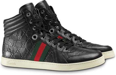 mens black high top sneakers gucci|black gucci sneakers on sale.